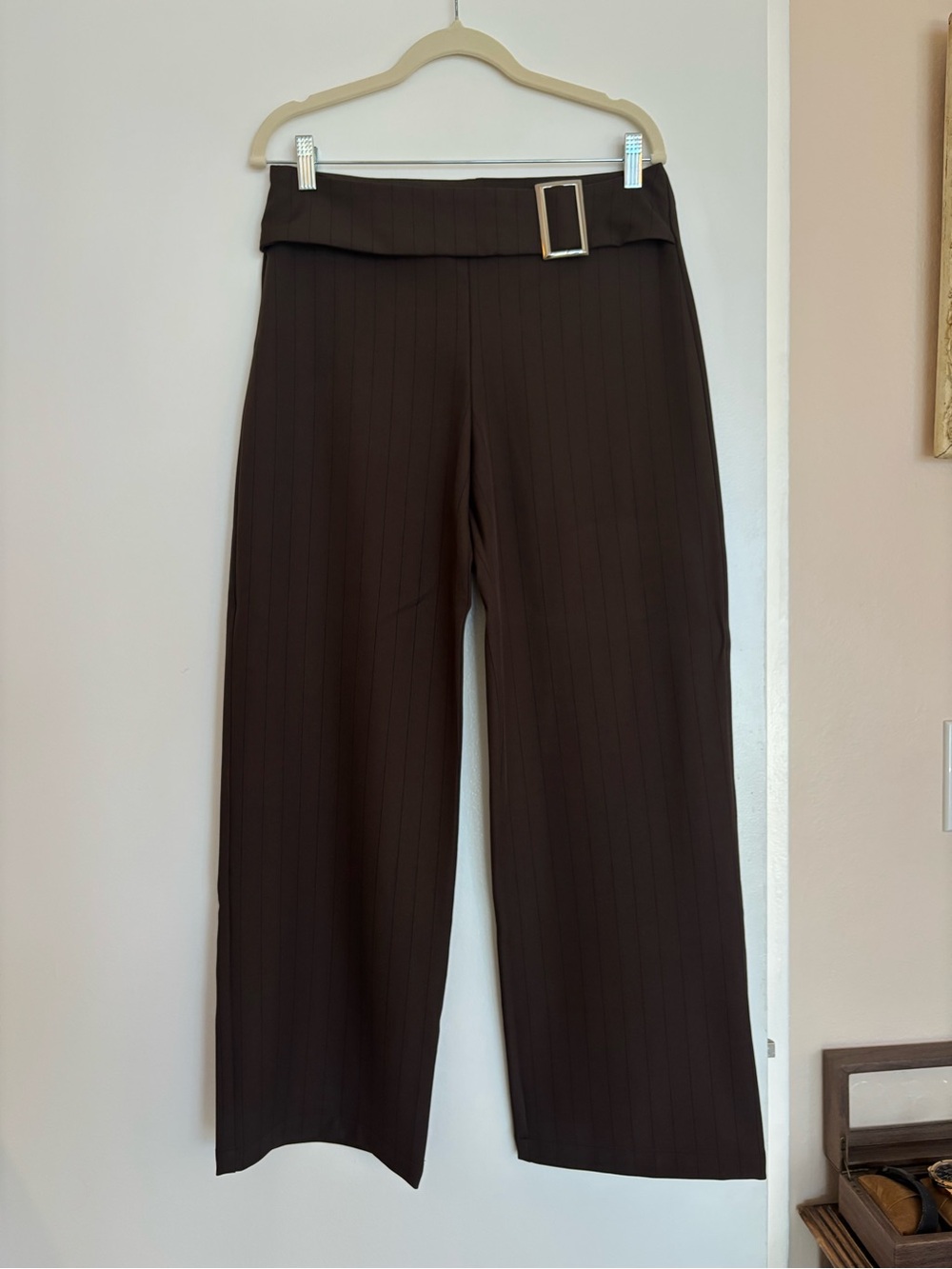 Outcast "Elysa" Brown Pinstripe Trousers — Altered Fit, Now Fits XS